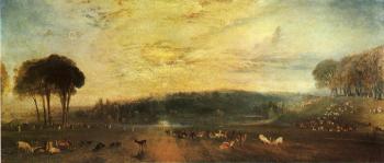The Lake, Petworth,sunset, fighting bucks